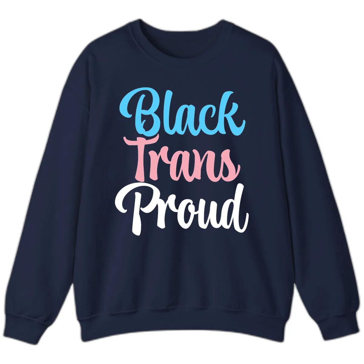 Block Tram Squad design with stacked text in cyan, pink, and white on gray background in Navy