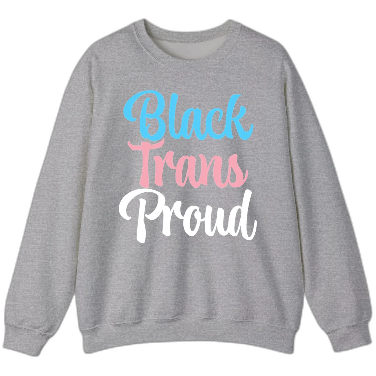 Block Tram Squad design with stacked text in cyan, pink, and white on gray background in Sport Grey