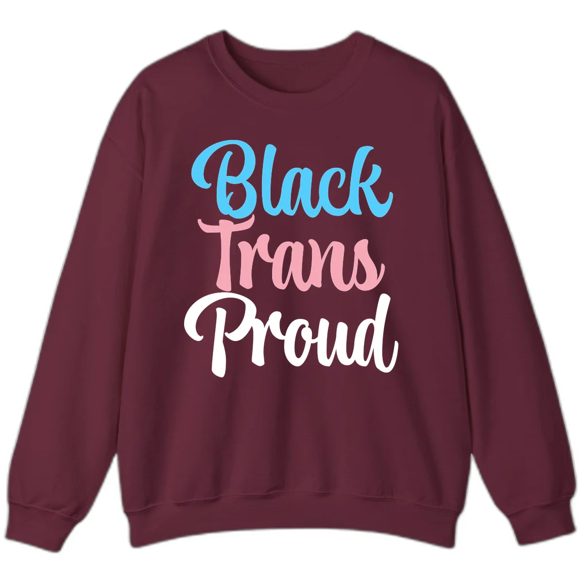 Block Tram Squad design with stacked text in cyan, pink, and white on gray background in Maroon