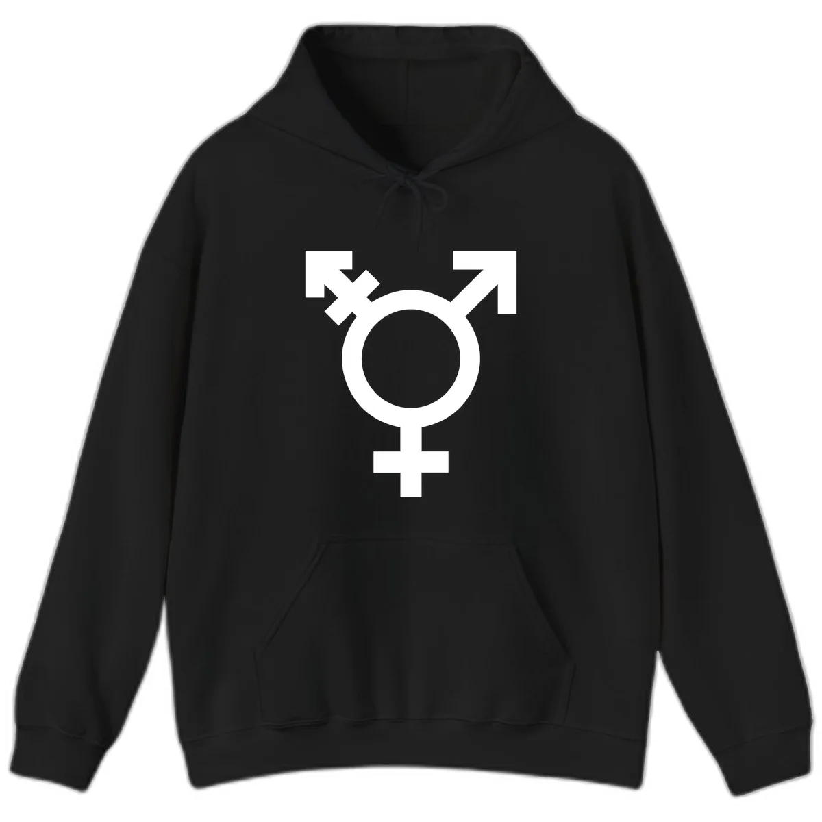 White transgender pride symbol featuring a circle with cross on gray background, representing trans identity and LGBTQ pride in Black