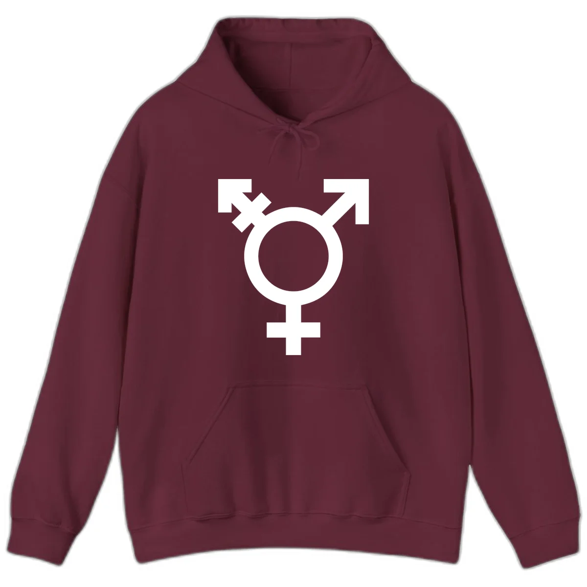 White transgender pride symbol featuring a circle with cross on gray background, representing trans identity and LGBTQ pride in Maroon