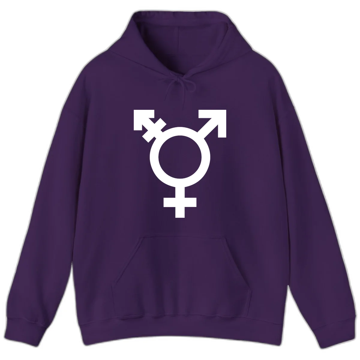 White transgender pride symbol featuring a circle with cross on gray background, representing trans identity and LGBTQ pride in Purple