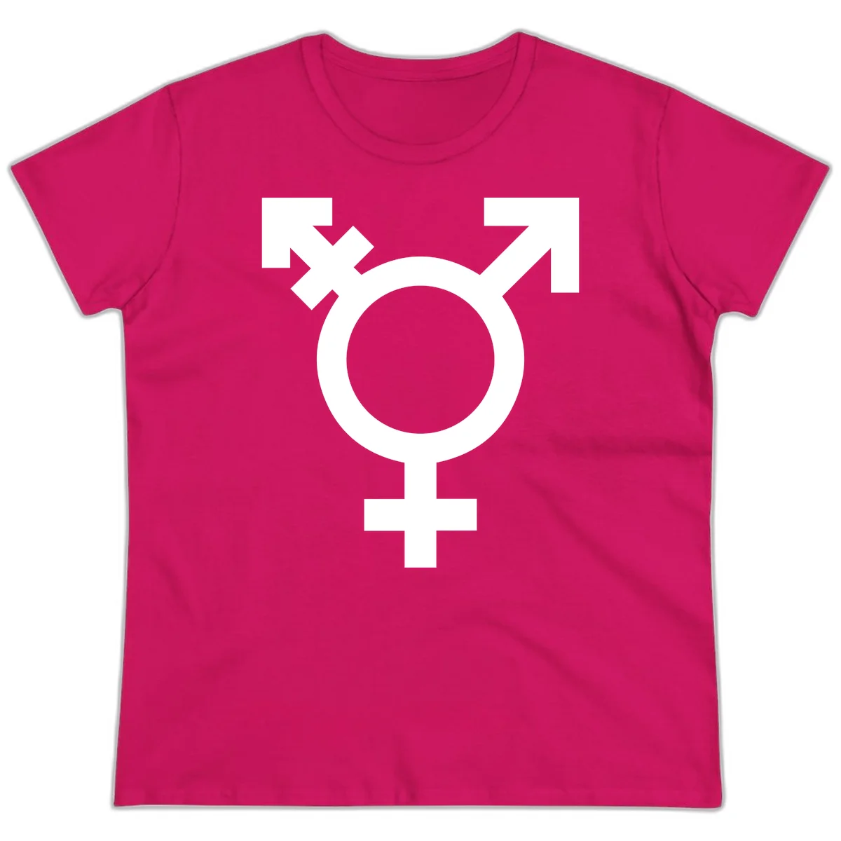 White transgender pride symbol featuring a circle with cross on gray background, representing trans identity and LGBTQ pride in Heliconia