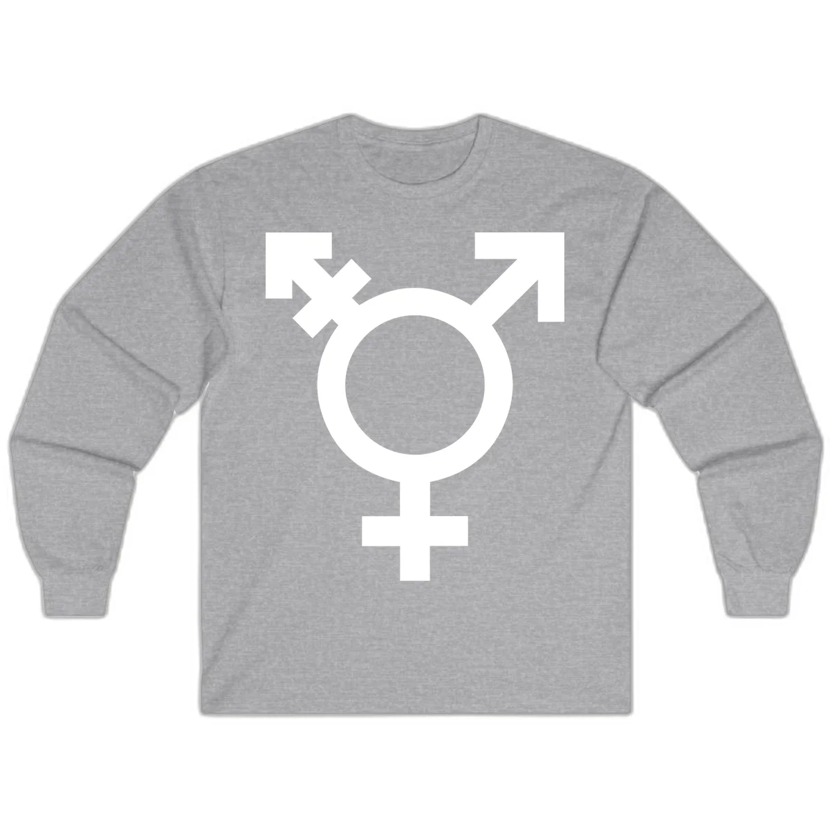 White transgender pride symbol featuring a circle with cross on gray background, representing trans identity and LGBTQ pride in Sport Grey