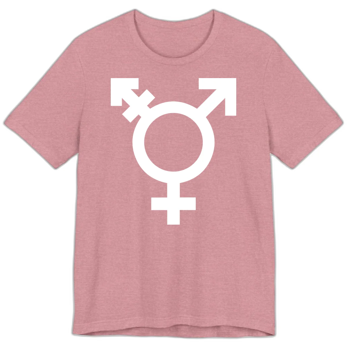White transgender pride symbol featuring a circle with cross on gray background, representing trans identity and LGBTQ pride in Heather Orchid