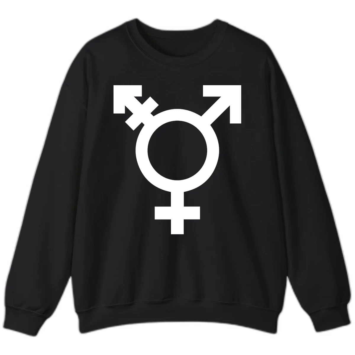 White transgender pride symbol featuring a circle with cross on gray background, representing trans identity and LGBTQ pride in Black