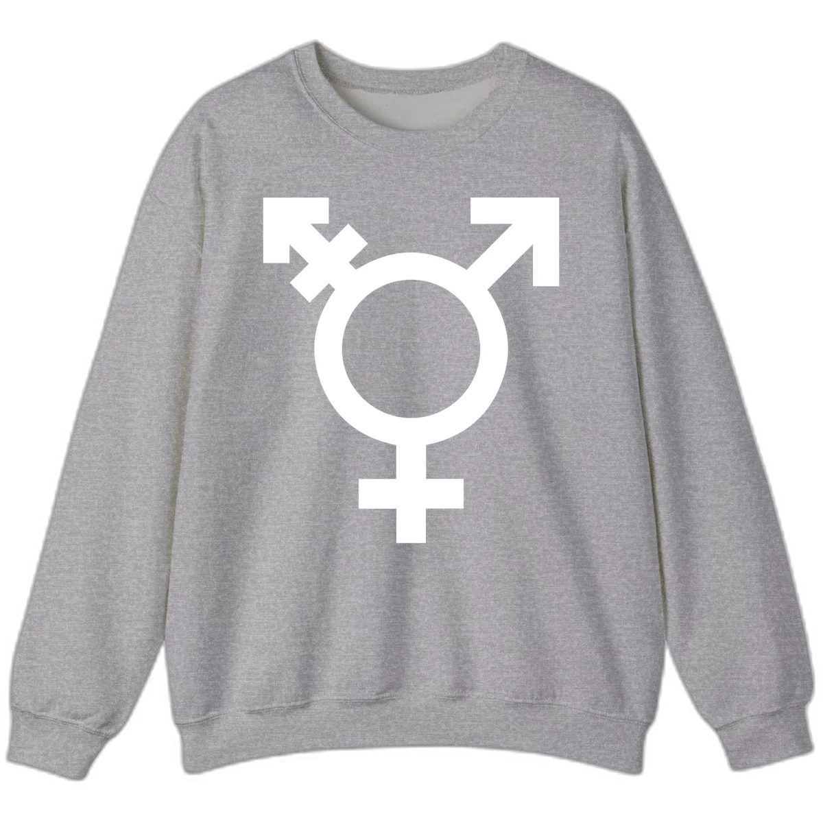 White transgender pride symbol featuring a circle with cross on gray background, representing trans identity and LGBTQ pride in Sport Grey