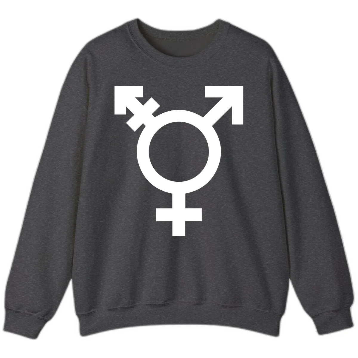 White transgender pride symbol featuring a circle with cross on gray background, representing trans identity and LGBTQ pride in Dark Heather