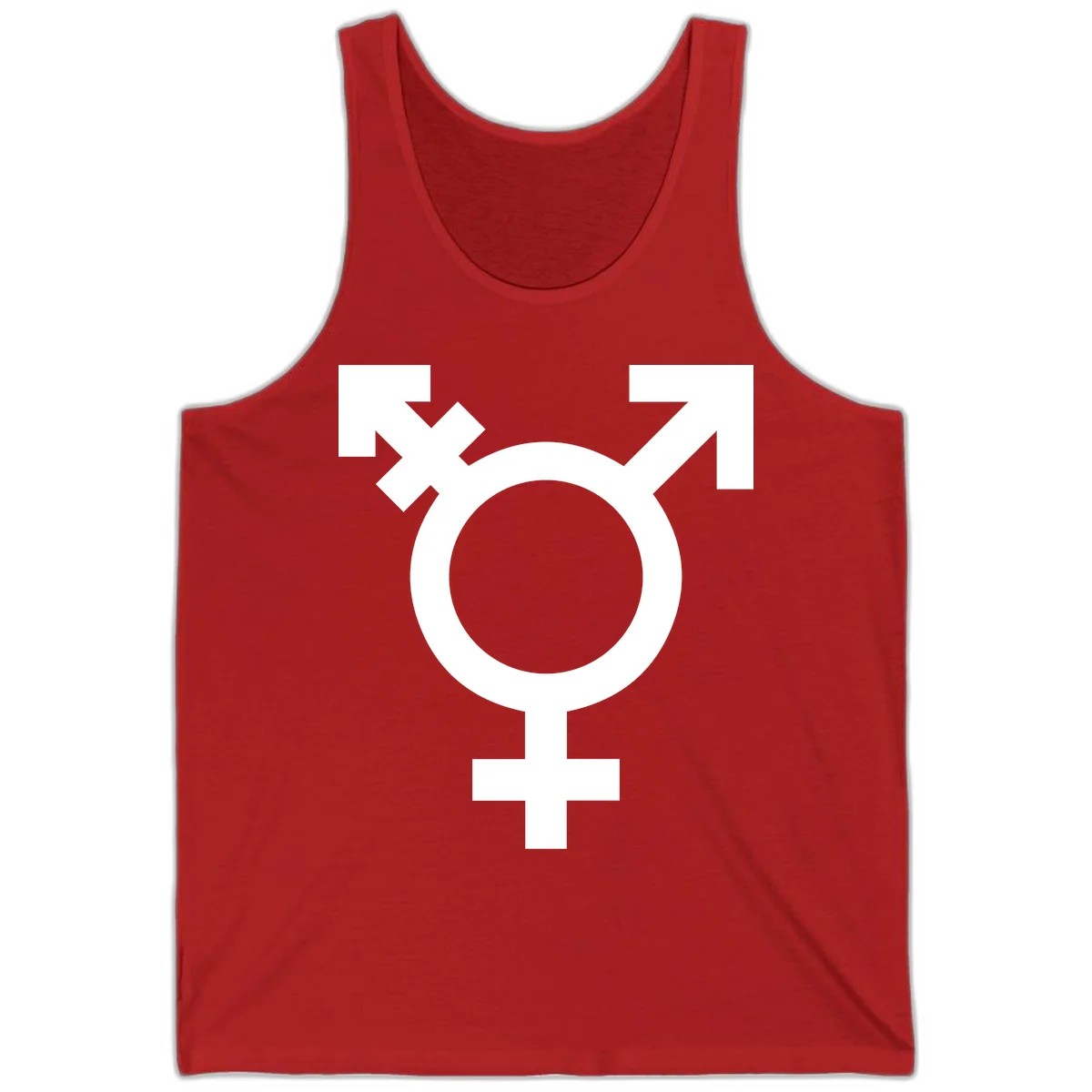 White transgender pride symbol featuring a circle with cross on gray background, representing trans identity and LGBTQ pride in Red