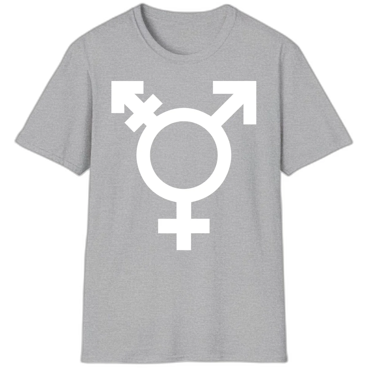 White transgender pride symbol featuring a circle with cross on gray background, representing trans identity and LGBTQ pride in Sport Grey