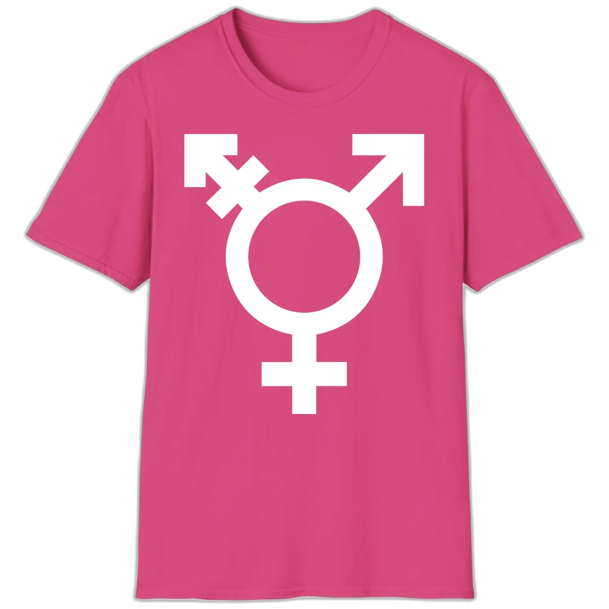 White transgender pride symbol featuring a circle with cross on gray background, representing trans identity and LGBTQ pride in Heliconia