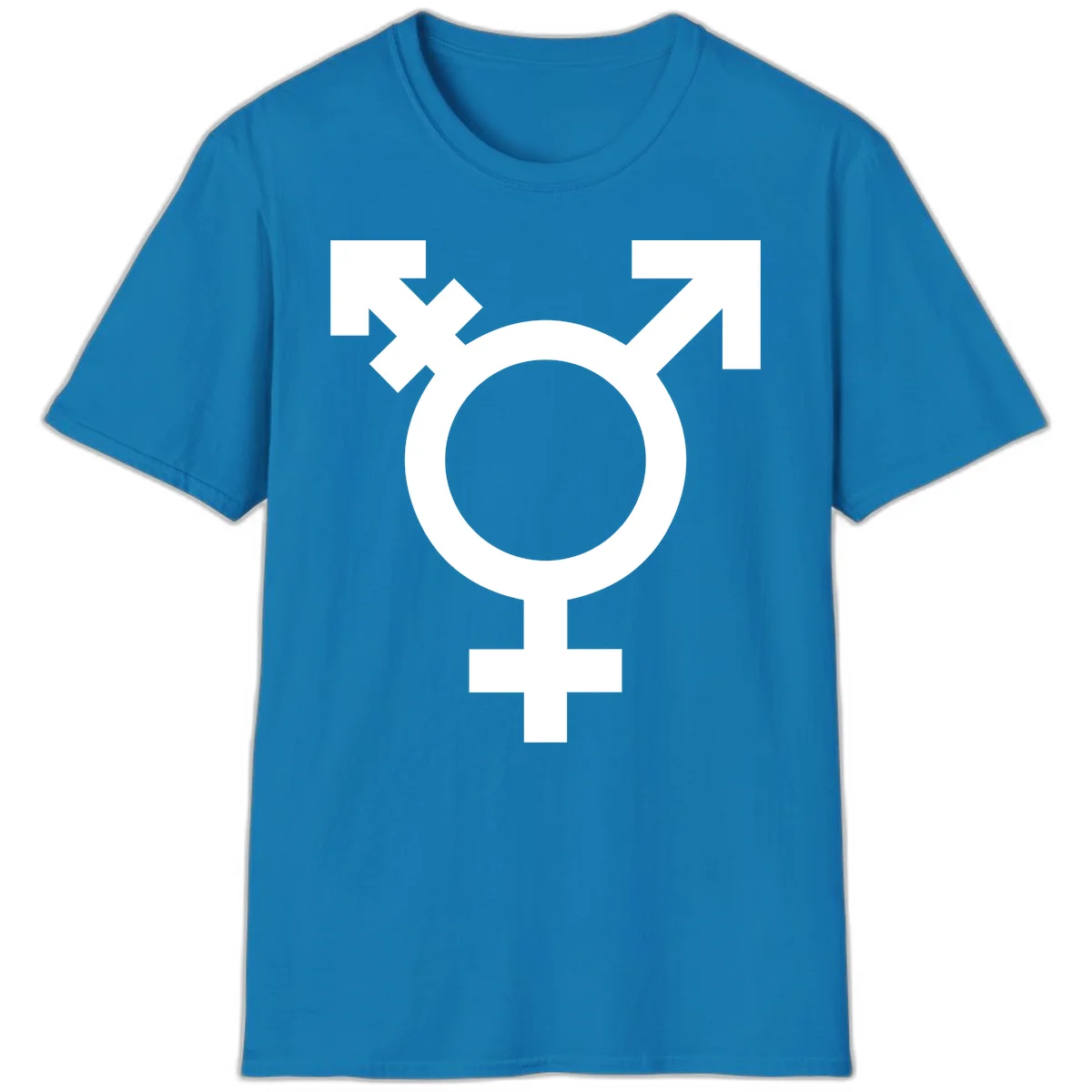 White transgender pride symbol featuring a circle with cross on gray background, representing trans identity and LGBTQ pride in Sapphire