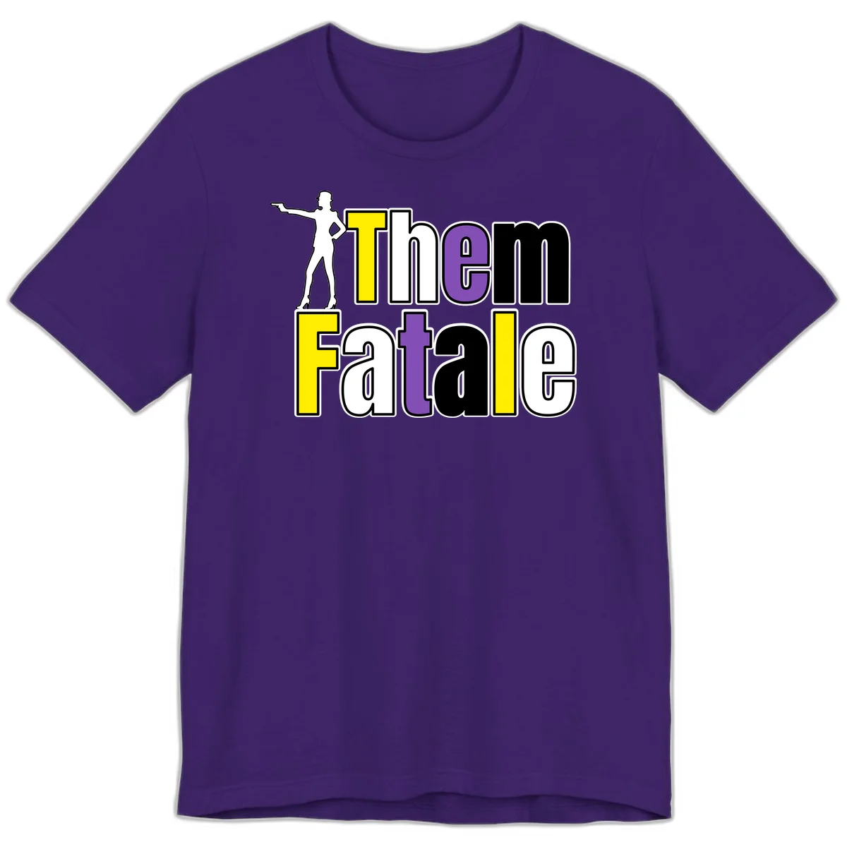 The gym fatalig design with silhouetted figure in power pose and colorful bold text in Team Purple