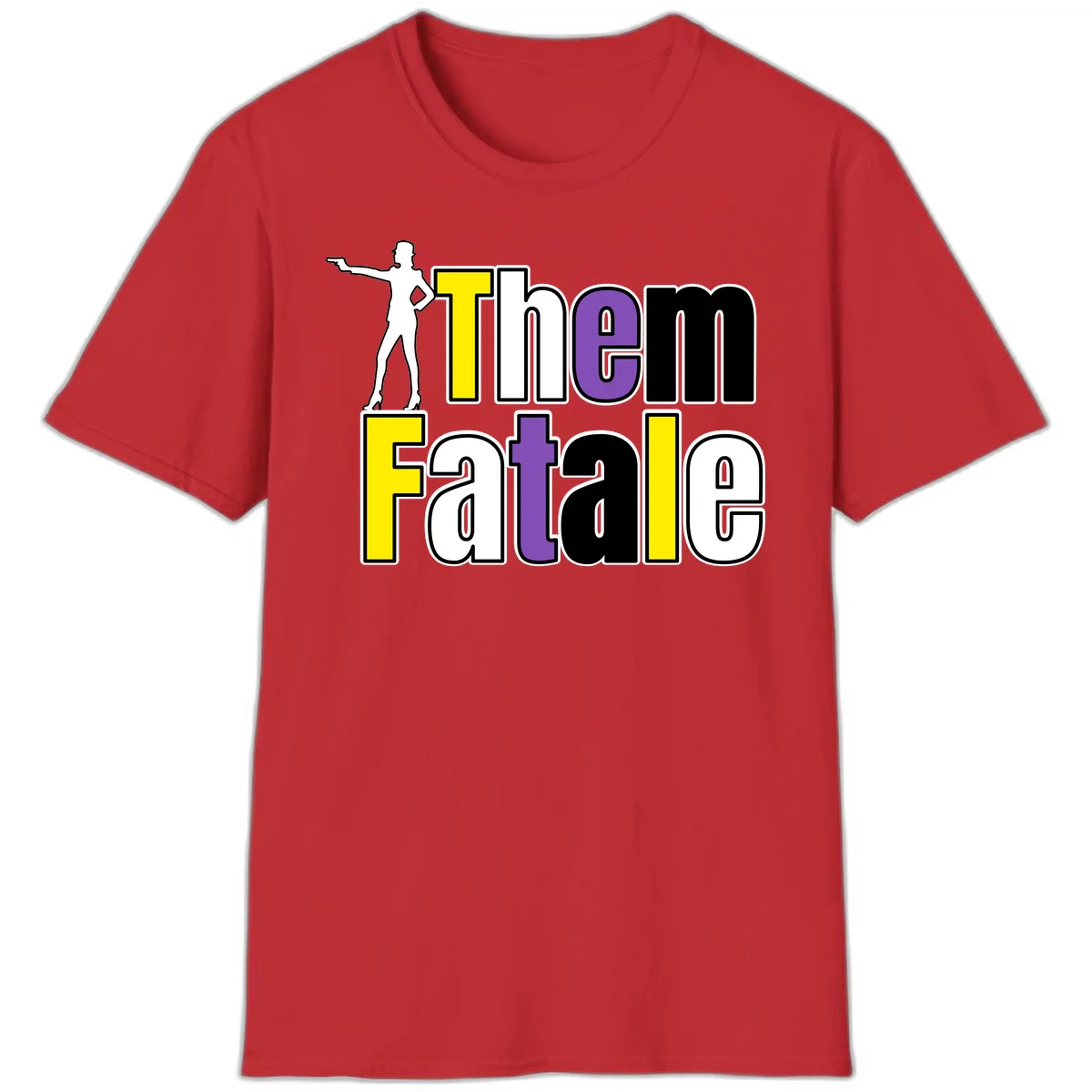 The gym fatalig design with silhouetted figure in power pose and colorful bold text in Red