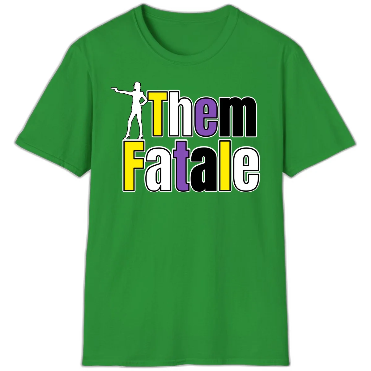 The gym fatalig design with silhouetted figure in power pose and colorful bold text in Irish Green