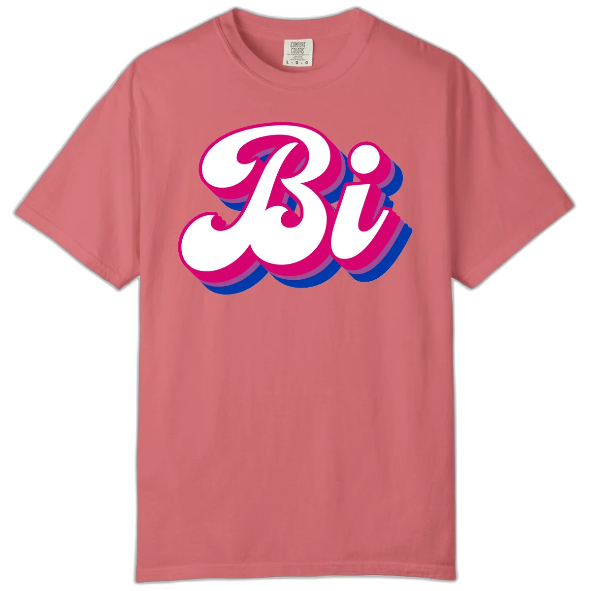 Bold pride dimensional letters design with hot pink, navy blue, and purple 3D layered typography effect in Watermelon