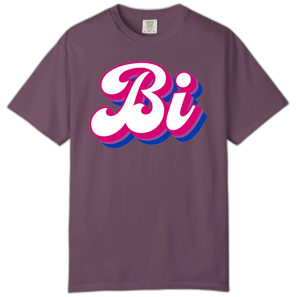 Bold pride dimensional letters design with hot pink, navy blue, and purple 3D layered typography effect in Berry