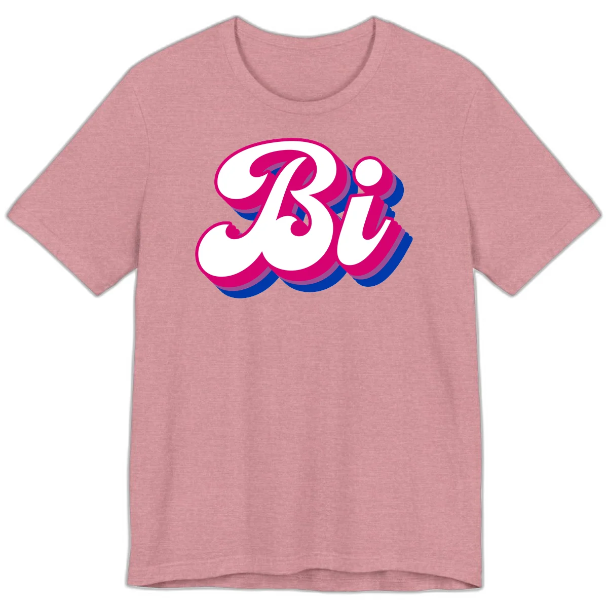 Bold pride dimensional letters design with hot pink, navy blue, and purple 3D layered typography effect in Heather Orchid