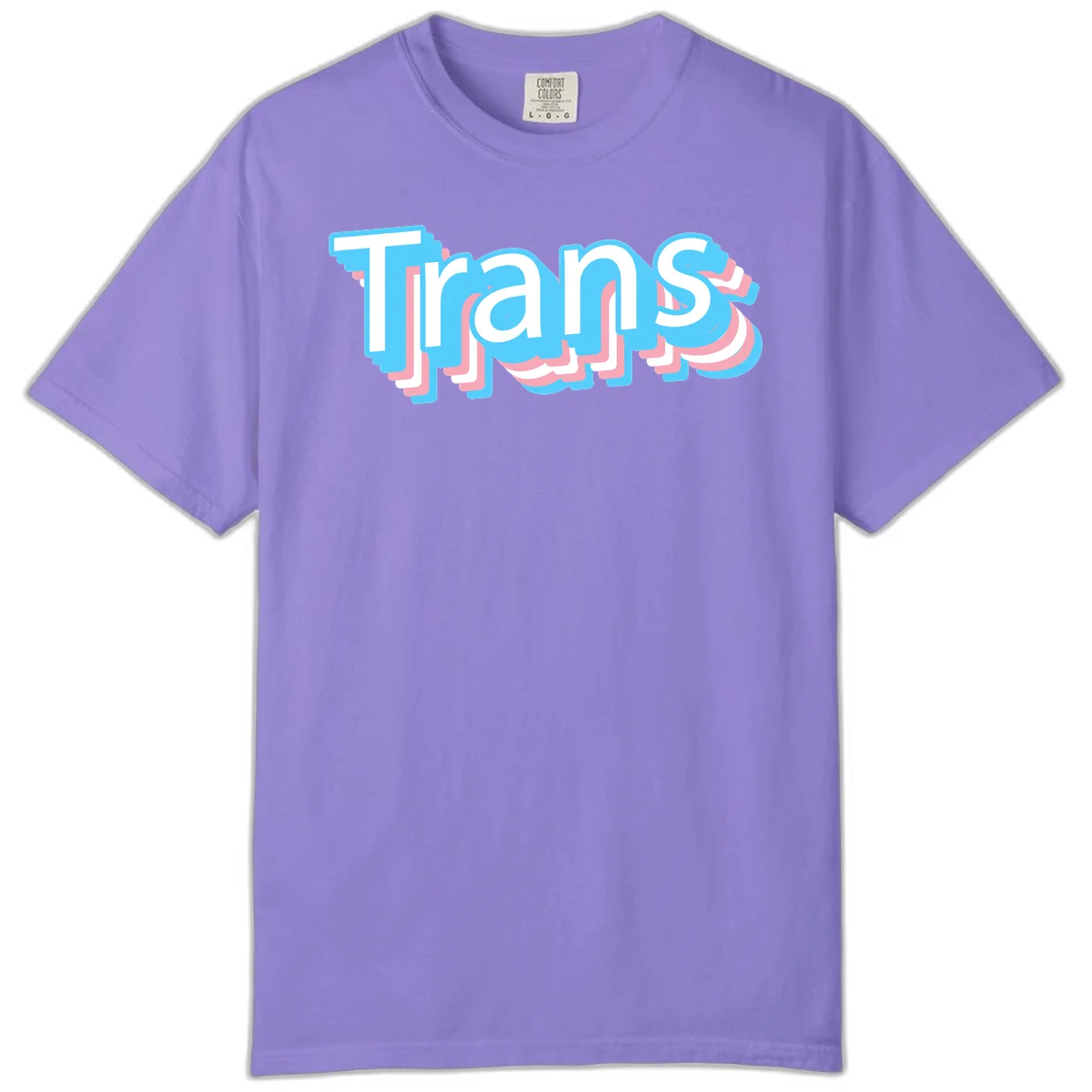 Titans 3D layered text design with cyan blue, pink, and white dimensional shadow effects on gray background in Violet