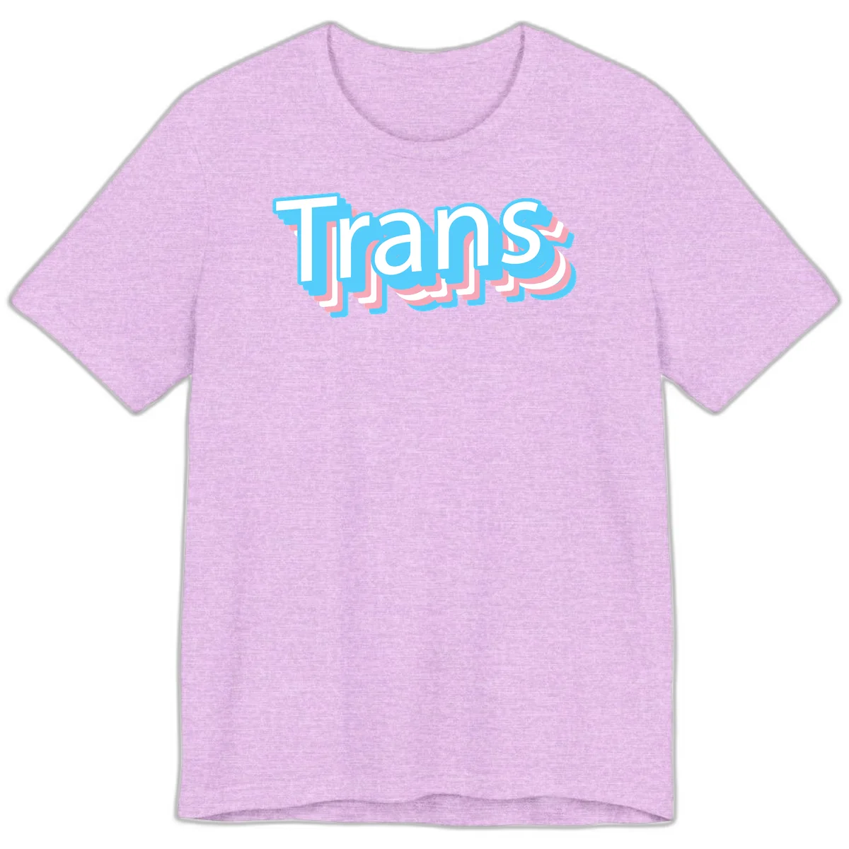 Titans 3D layered text design with cyan blue, pink, and white dimensional shadow effects on gray background in Heather Prism Lilac