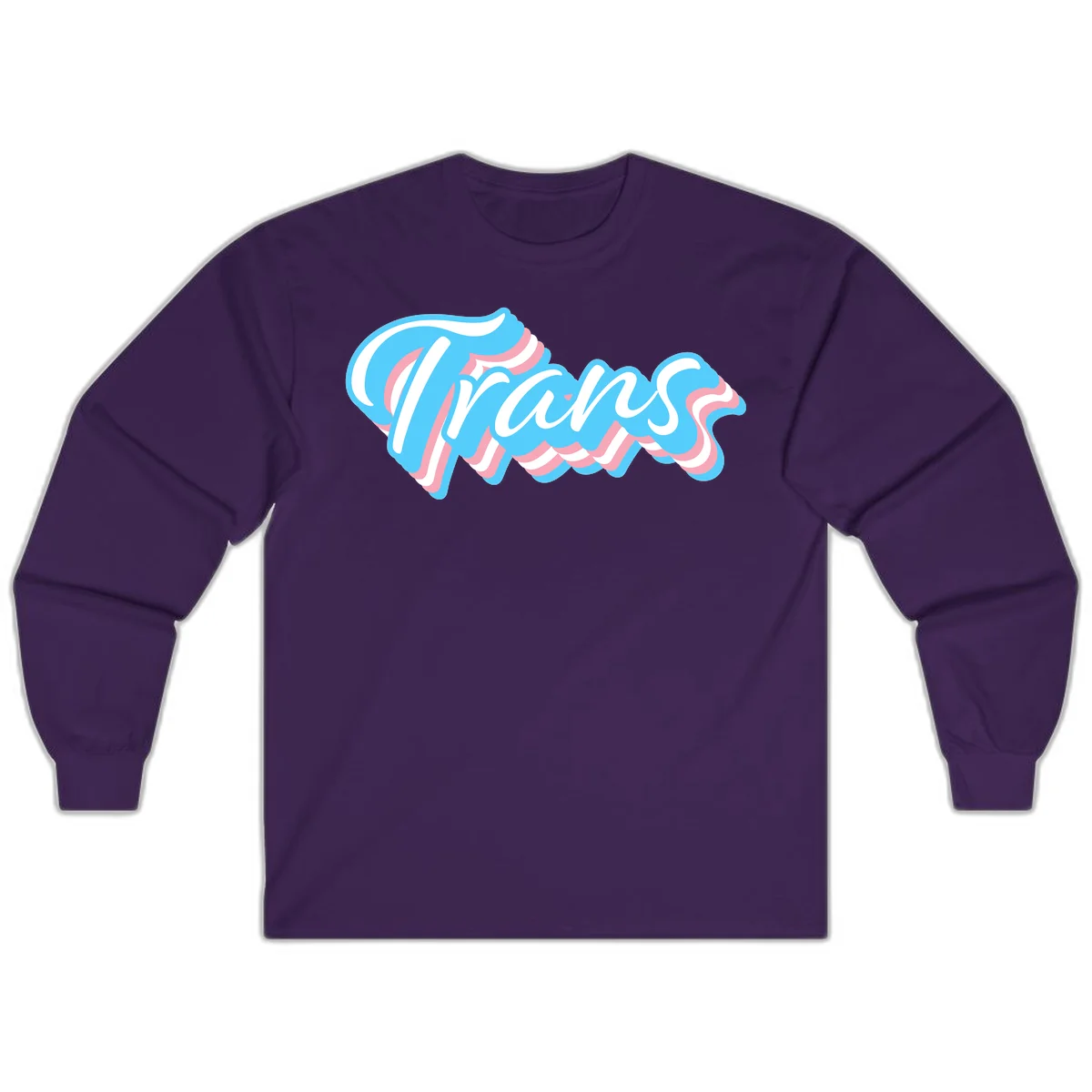 Waves pride flow design featuring white cursive text with layered pink and blue wavy patterns on a gray background in Purple