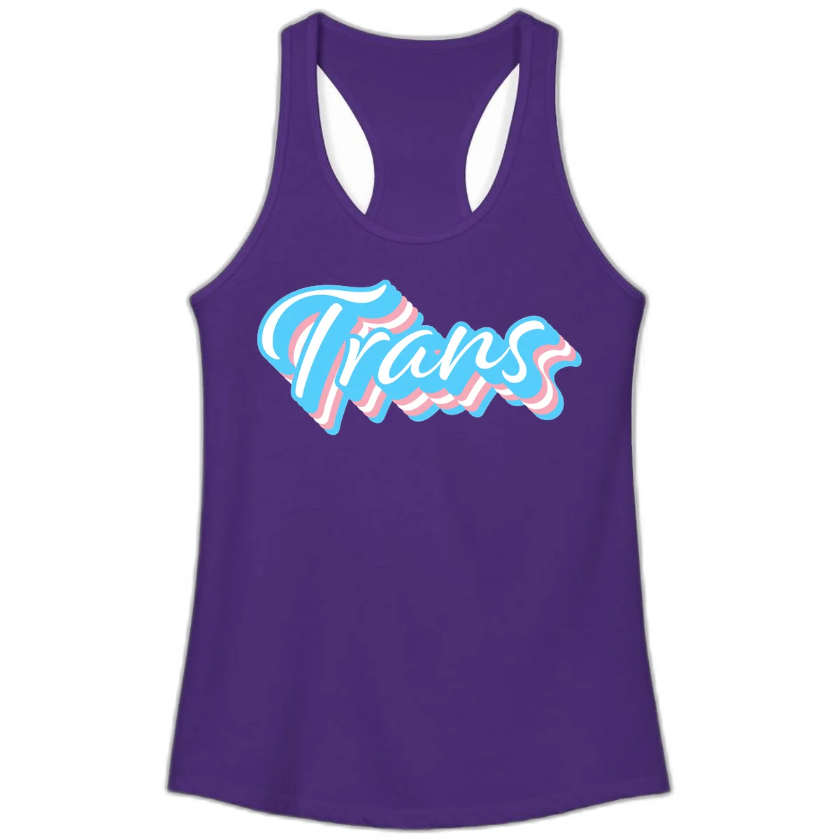 Waves pride flow design featuring white cursive text with layered pink and blue wavy patterns on a gray background in Solid Purple Rush