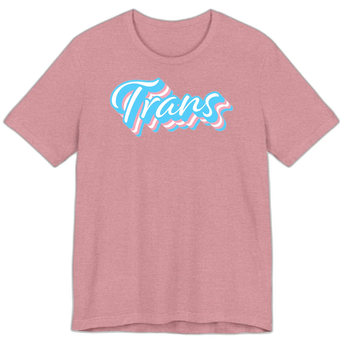 Waves pride flow design featuring white cursive text with layered pink and blue wavy patterns on a gray background in Heather Orchid