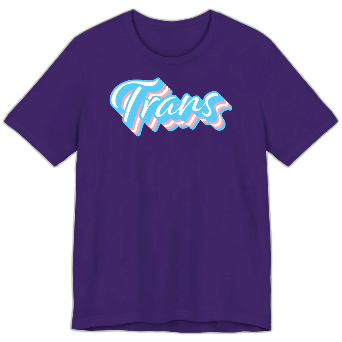 Waves pride flow design featuring white cursive text with layered pink and blue wavy patterns on a gray background in Team Purple