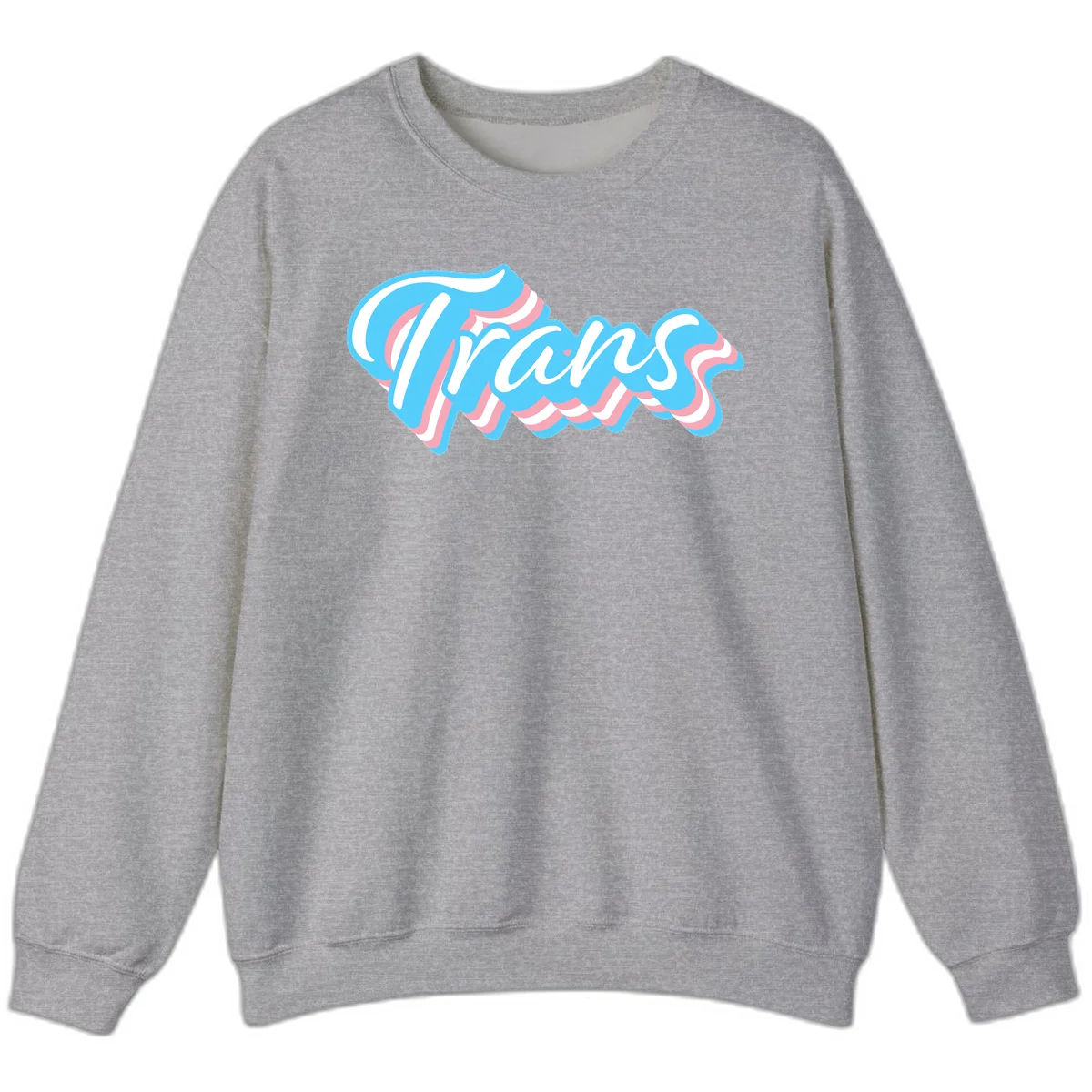 Waves pride flow design featuring white cursive text with layered pink and blue wavy patterns on a gray background in Sport Grey