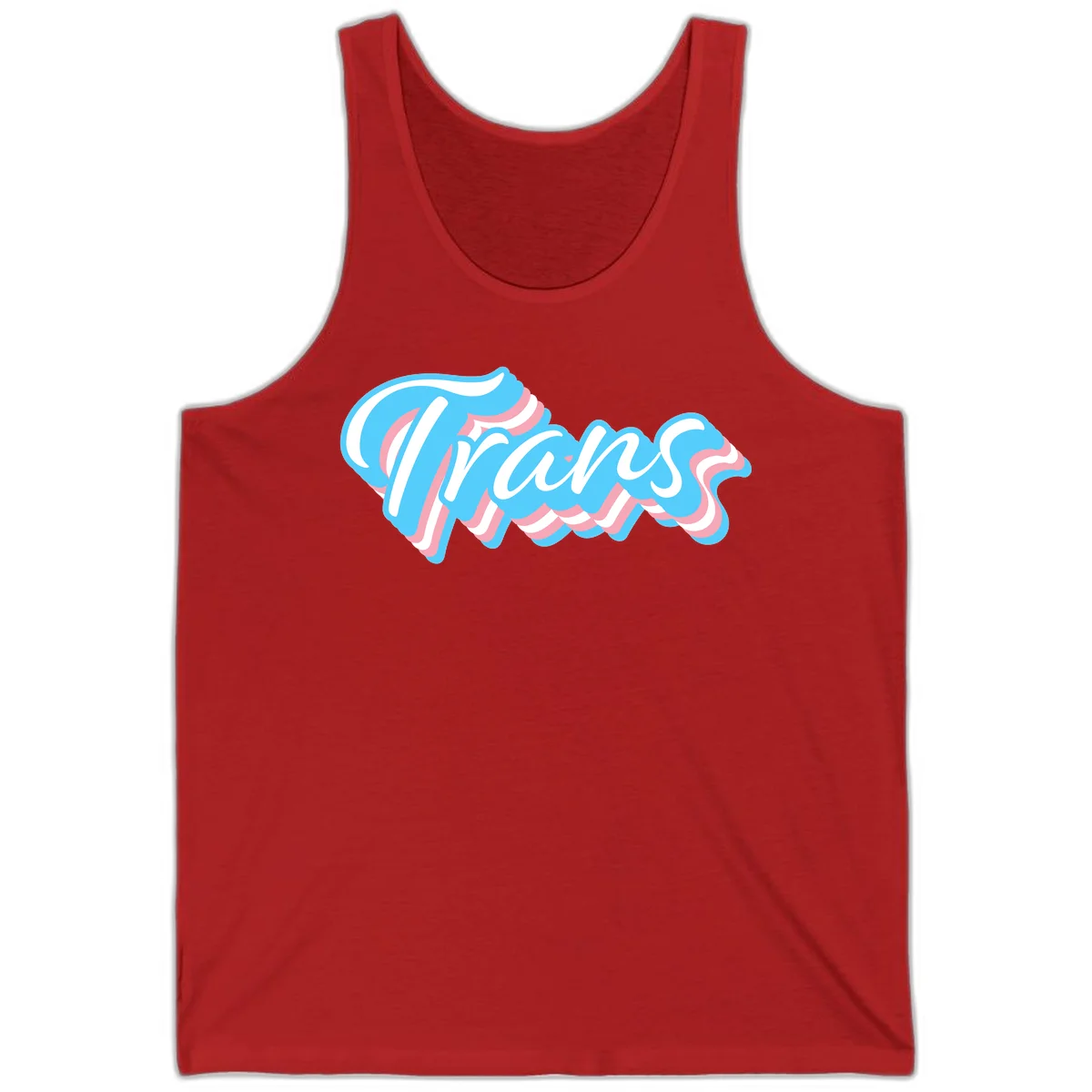 Waves pride flow design featuring white cursive text with layered pink and blue wavy patterns on a gray background in Red