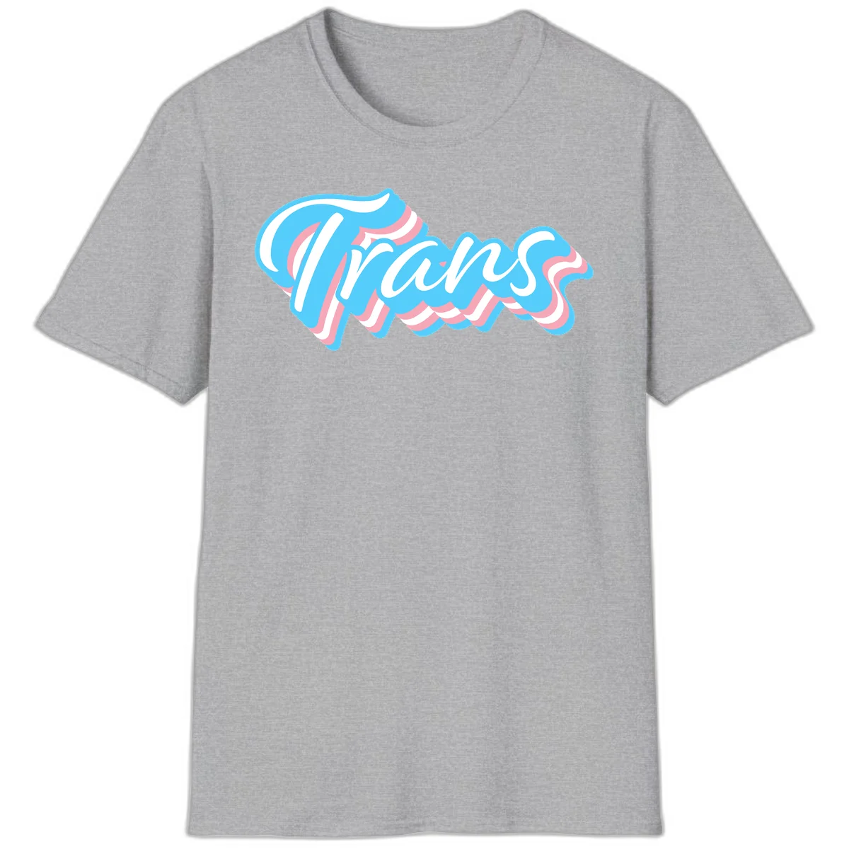 Waves pride flow design featuring white cursive text with layered pink and blue wavy patterns on a gray background in Sport Grey