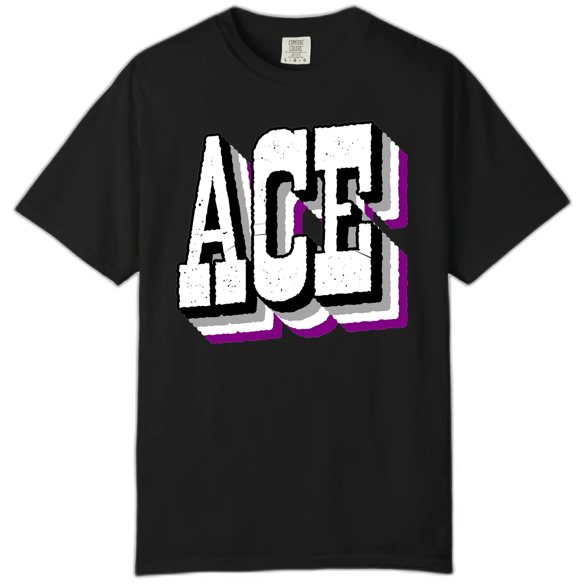 Bold distressed lettering spelling ALASKA with layered shadow effects and purple accents on gray background in Black