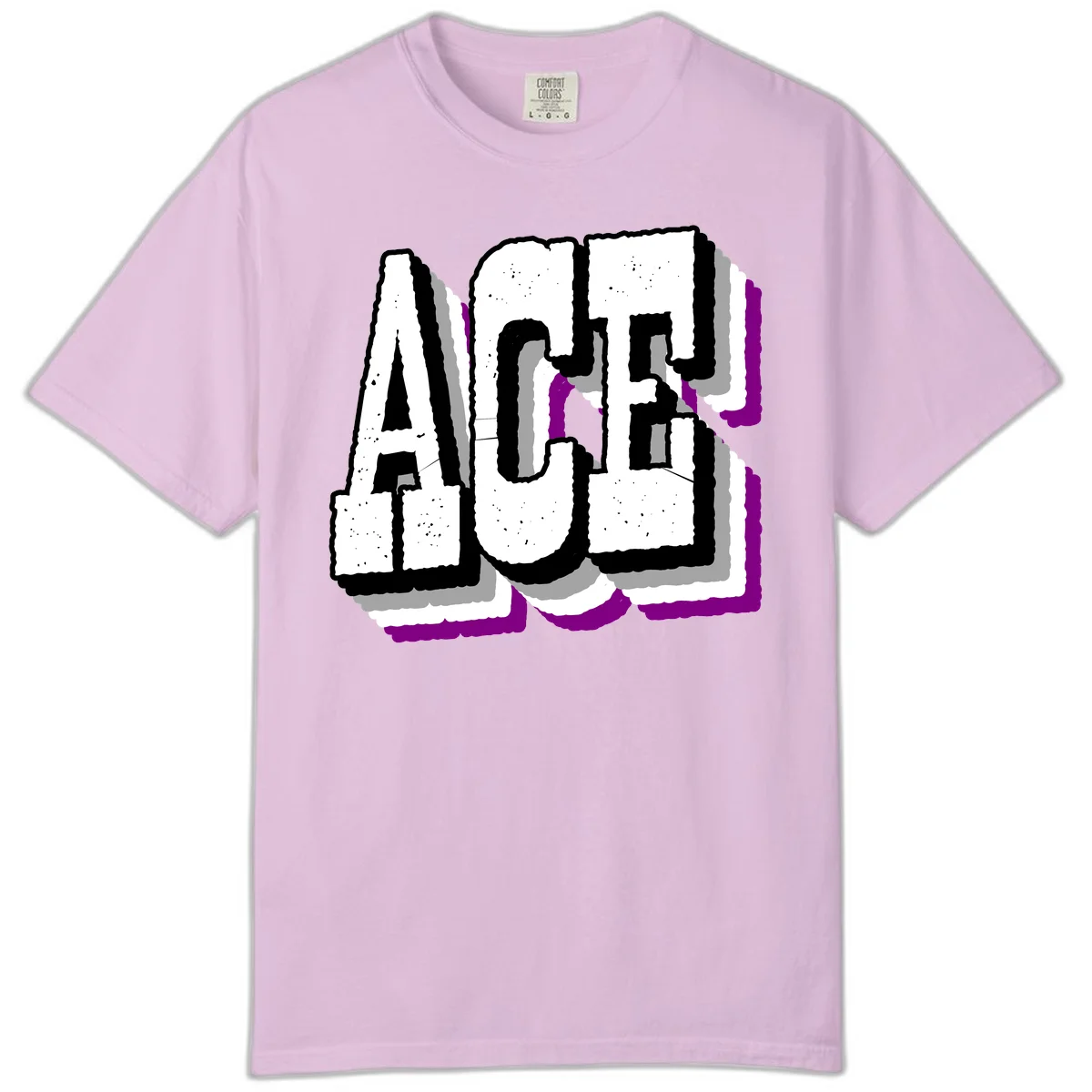 Bold distressed lettering spelling ALASKA with layered shadow effects and purple accents on gray background in Orchid