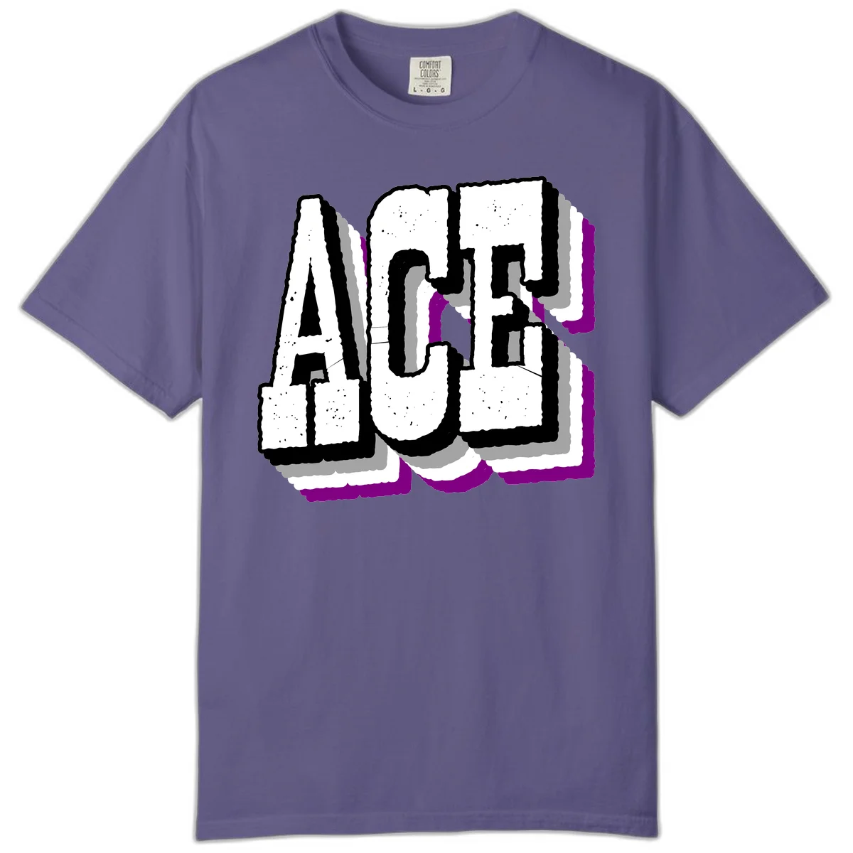 Bold distressed lettering spelling ALASKA with layered shadow effects and purple accents on gray background in Grape