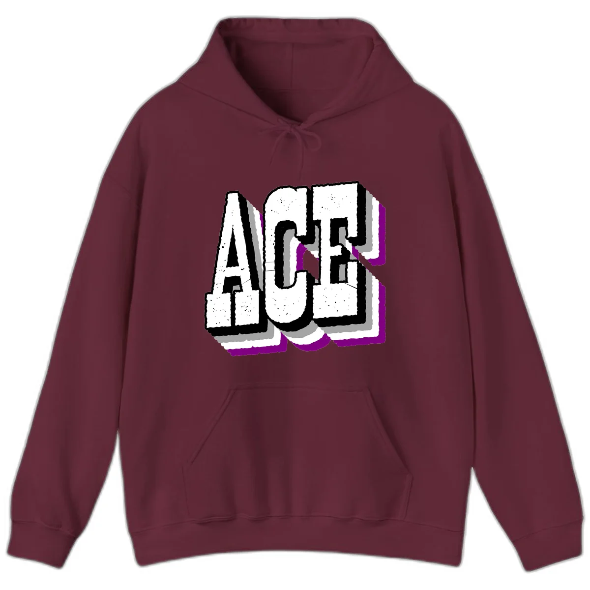 Bold distressed lettering spelling ALASKA with layered shadow effects and purple accents on gray background in Maroon