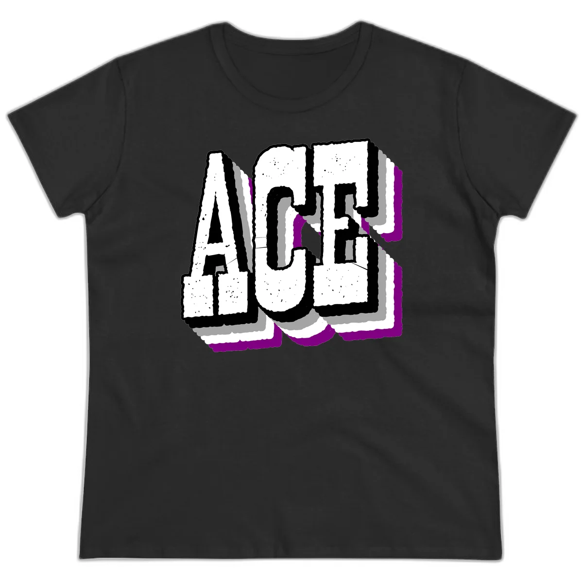 Bold distressed lettering spelling ALASKA with layered shadow effects and purple accents on gray background in Black