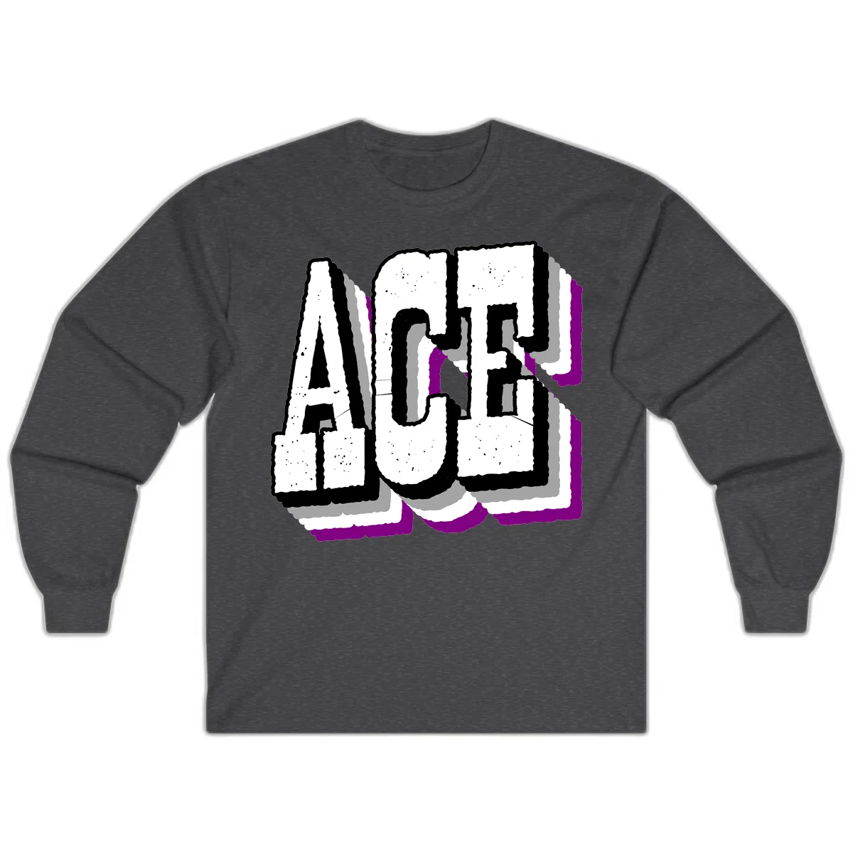 Bold distressed lettering spelling ALASKA with layered shadow effects and purple accents on gray background in Dark Heather