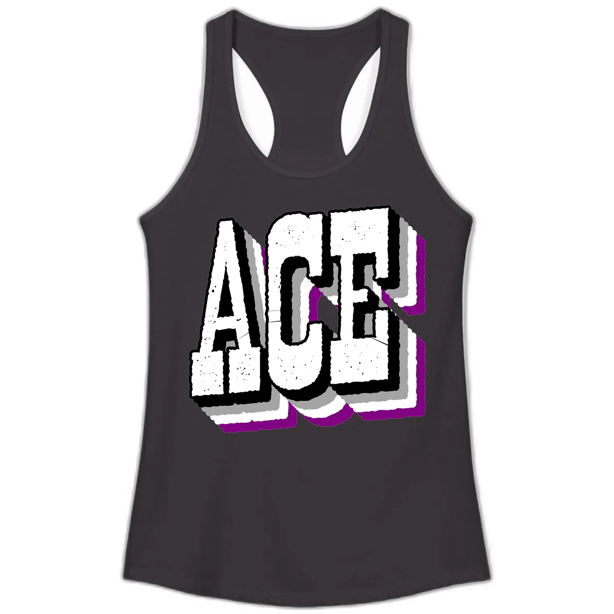 Bold distressed lettering spelling ALASKA with layered shadow effects and purple accents on gray background in Black