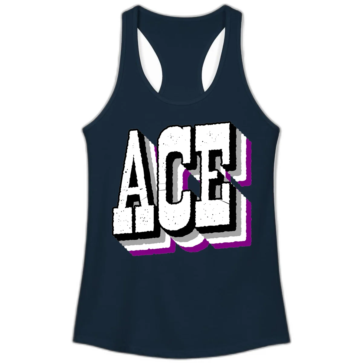 Bold distressed lettering spelling ALASKA with layered shadow effects and purple accents on gray background in Solid Midnight Navy