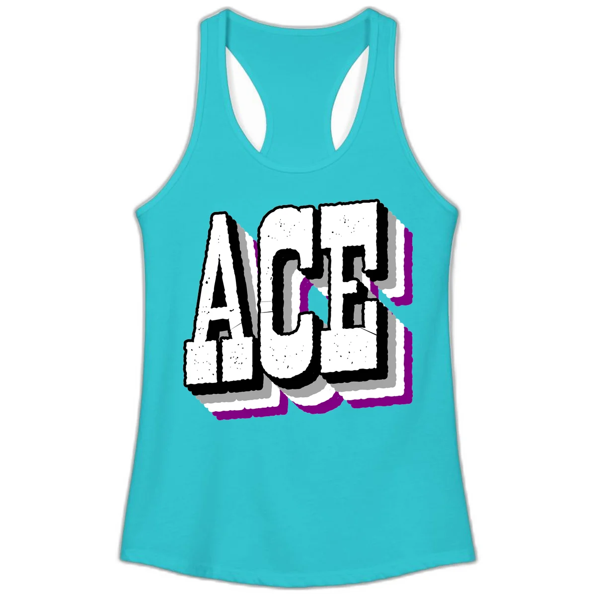 Bold distressed lettering spelling ALASKA with layered shadow effects and purple accents on gray background in Solid Tahiti Blue