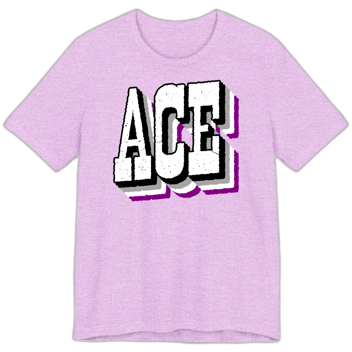Bold distressed lettering spelling ALASKA with layered shadow effects and purple accents on gray background in Heather Prism Lilac