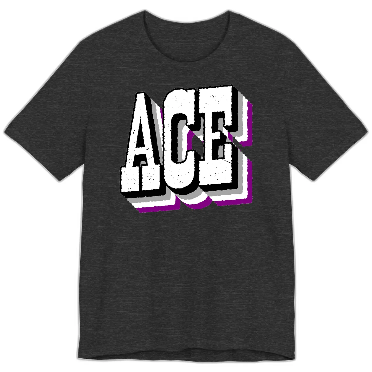 Bold distressed lettering spelling ALASKA with layered shadow effects and purple accents on gray background in Dark Grey Heather