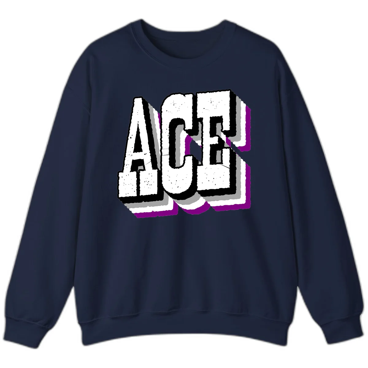 Bold distressed lettering spelling ALASKA with layered shadow effects and purple accents on gray background in Navy