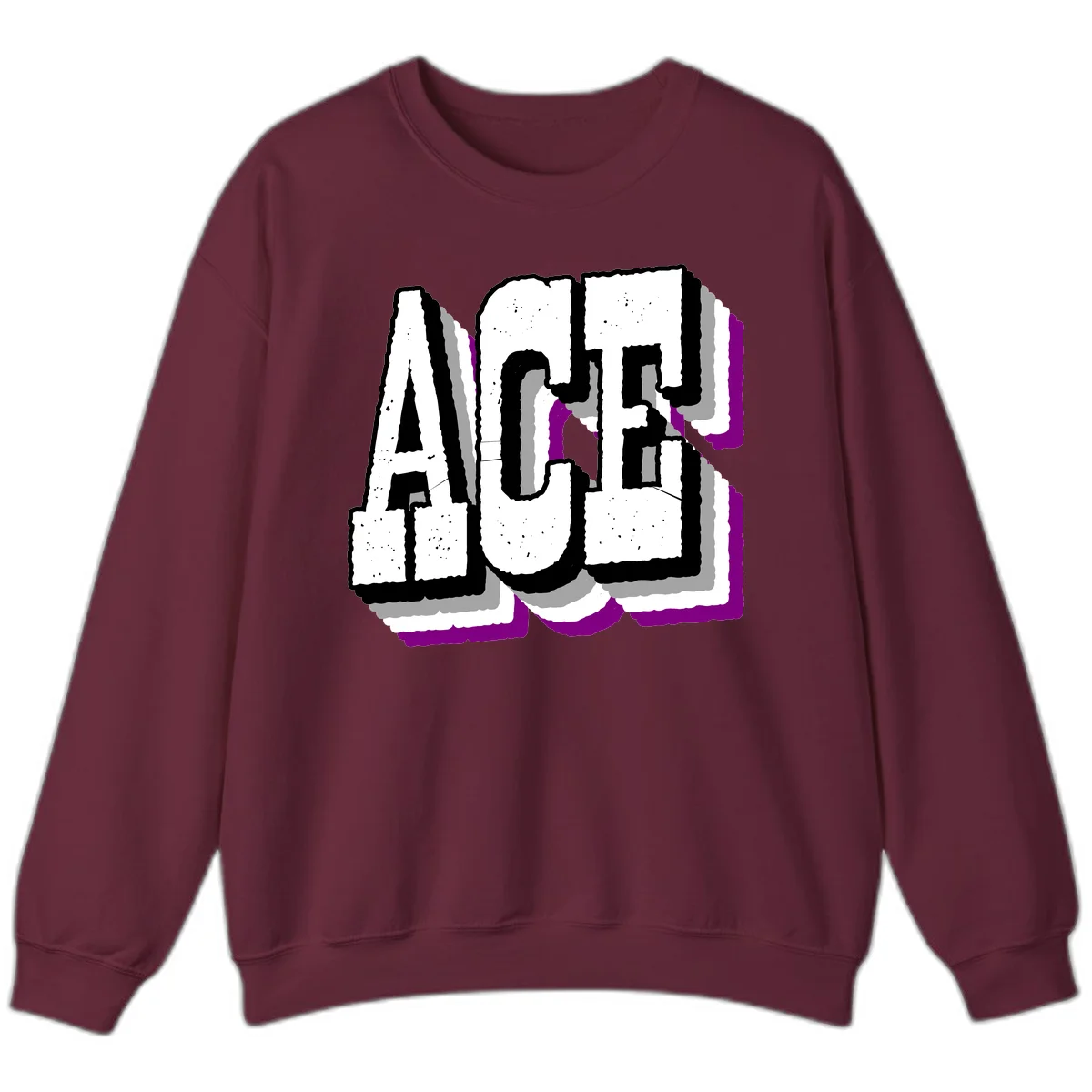 Bold distressed lettering spelling ALASKA with layered shadow effects and purple accents on gray background in Maroon