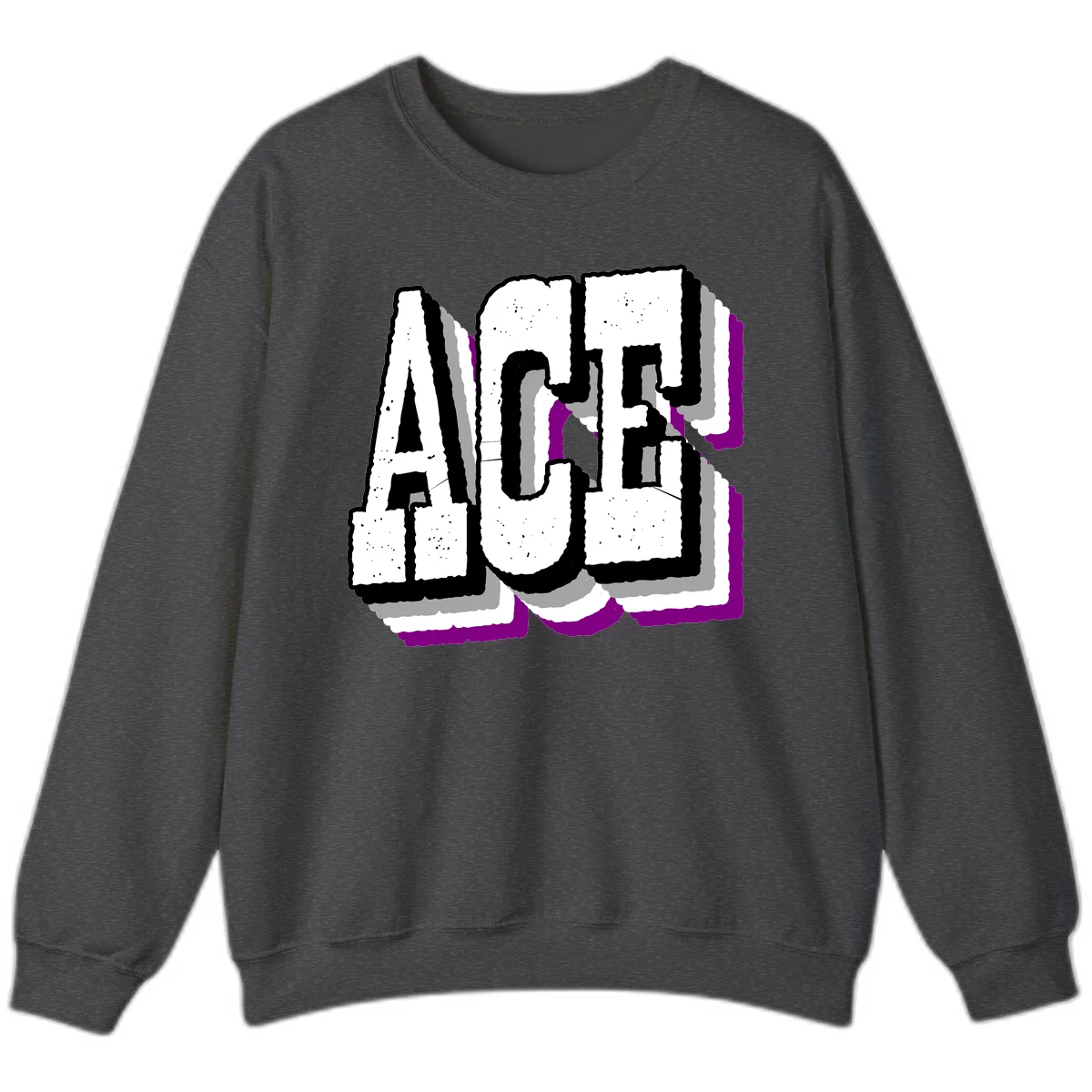 Bold distressed lettering spelling ALASKA with layered shadow effects and purple accents on gray background in Dark Heather