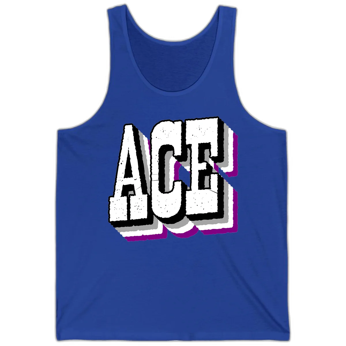 Bold distressed lettering spelling ALASKA with layered shadow effects and purple accents on gray background in True Royal