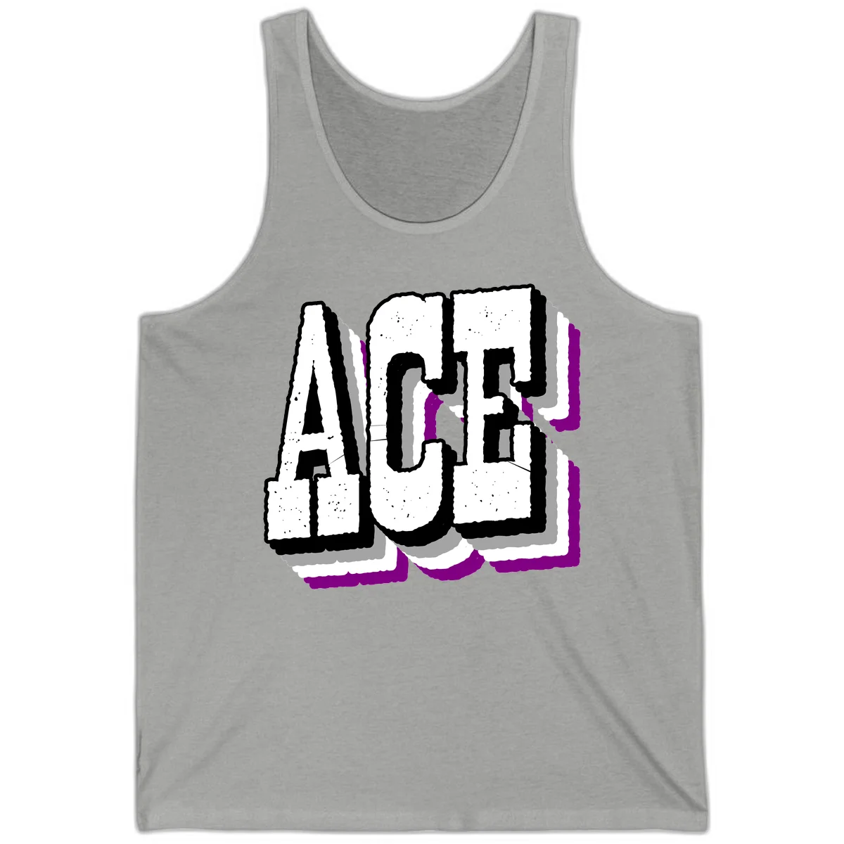 Bold distressed lettering spelling ALASKA with layered shadow effects and purple accents on gray background in Athletic Heather