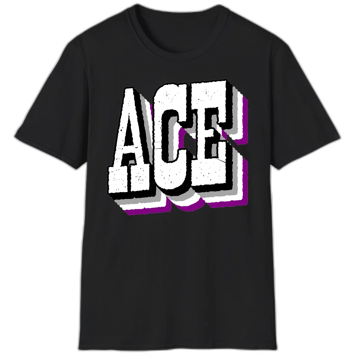 Bold distressed lettering spelling ALASKA with layered shadow effects and purple accents on gray background in Black