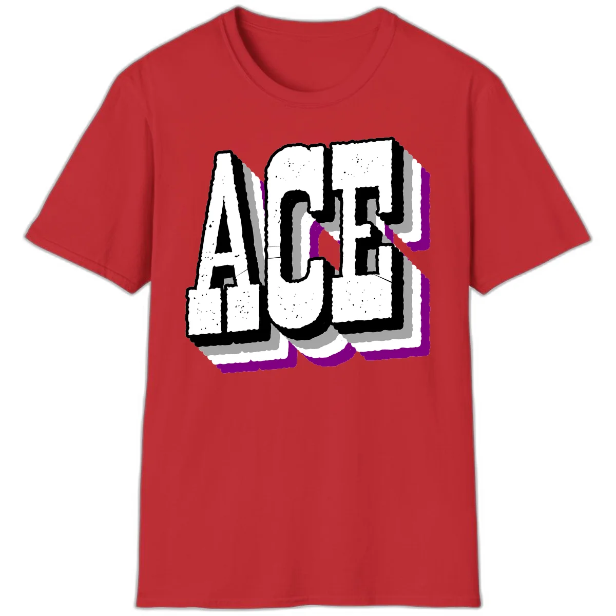 Bold distressed lettering spelling ALASKA with layered shadow effects and purple accents on gray background in Red