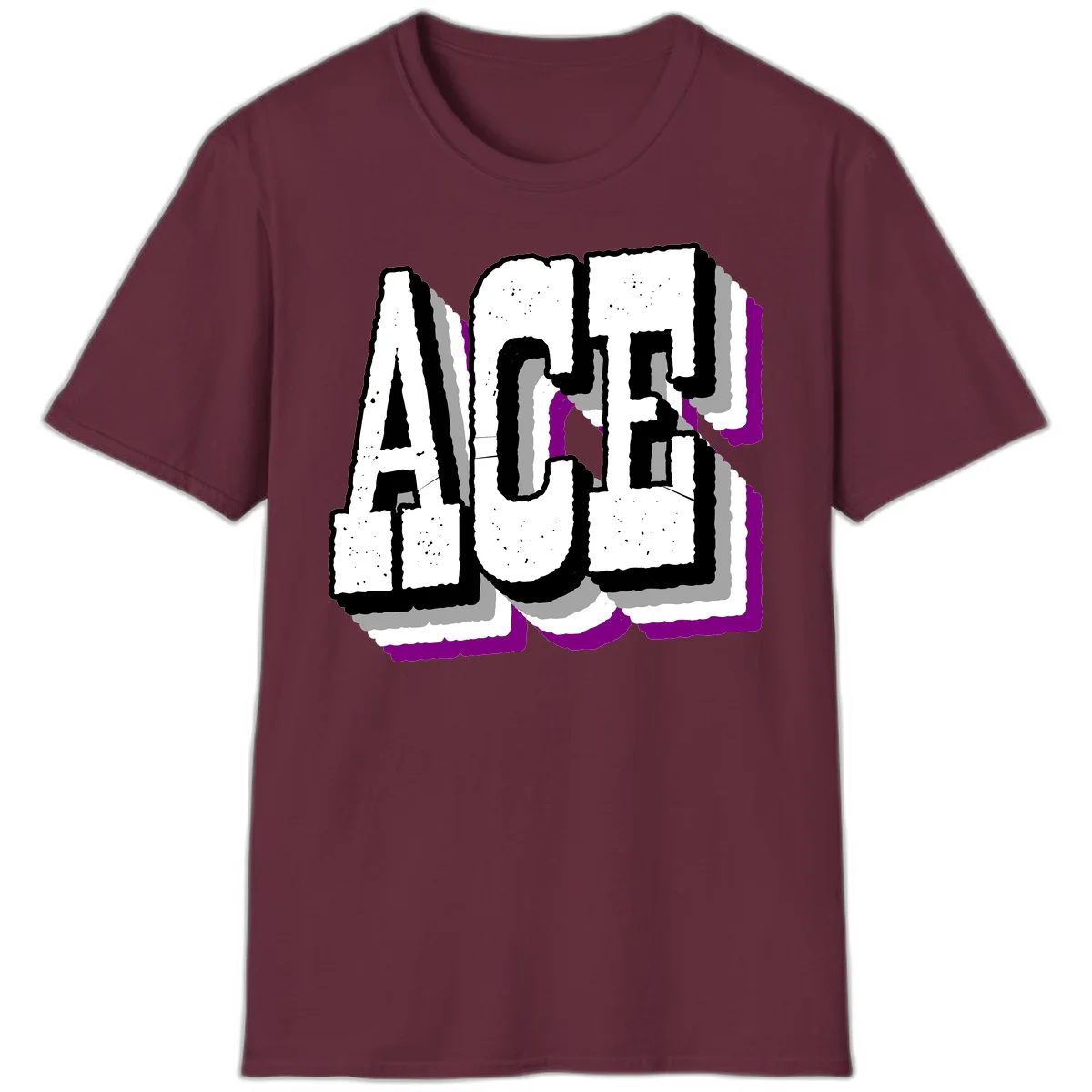 Bold distressed lettering spelling ALASKA with layered shadow effects and purple accents on gray background in Maroon